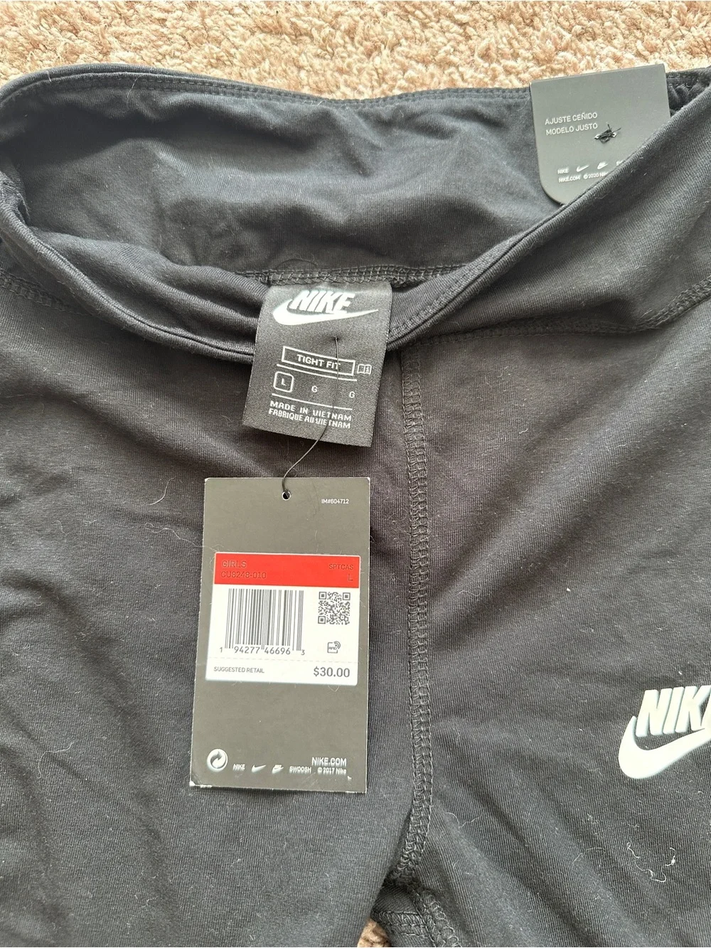 Nike Black Girls' Logo Performance Leggings